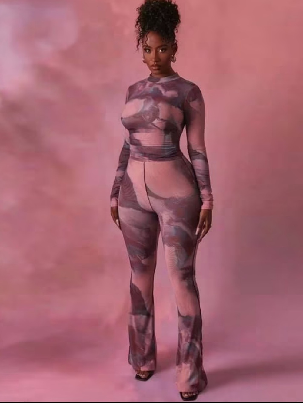Stylish Women's Two-Piece Set in Pink and Black